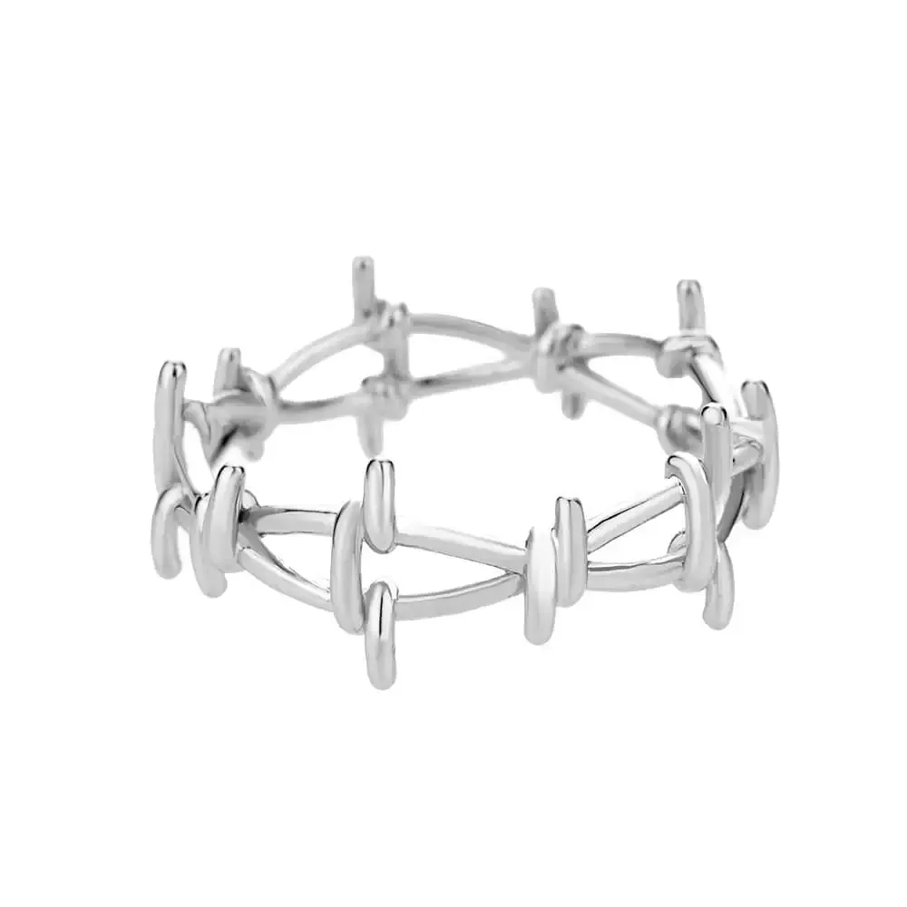 Stainless Steel Heart Rings for Women Vintage Gold Twist Barbed Wire Aesthetic Jewelry Gifts