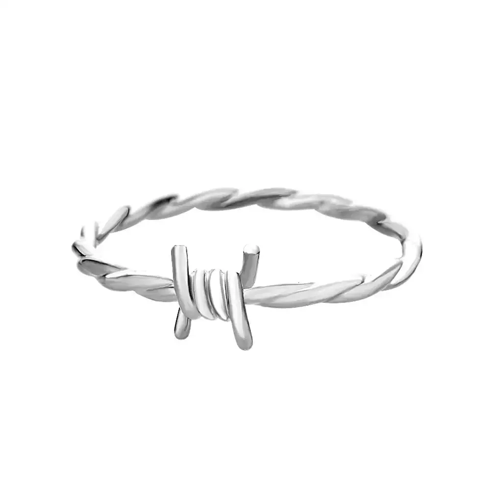 Stainless Steel Heart Rings for Women Vintage Gold Twist Barbed Wire Aesthetic Jewelry Gifts
