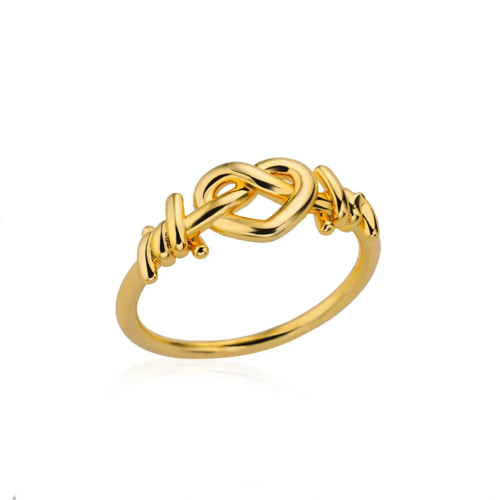 Stainless Steel Heart Rings for Women Vintage Gold Twist Barbed Wire Aesthetic Jewelry Gifts