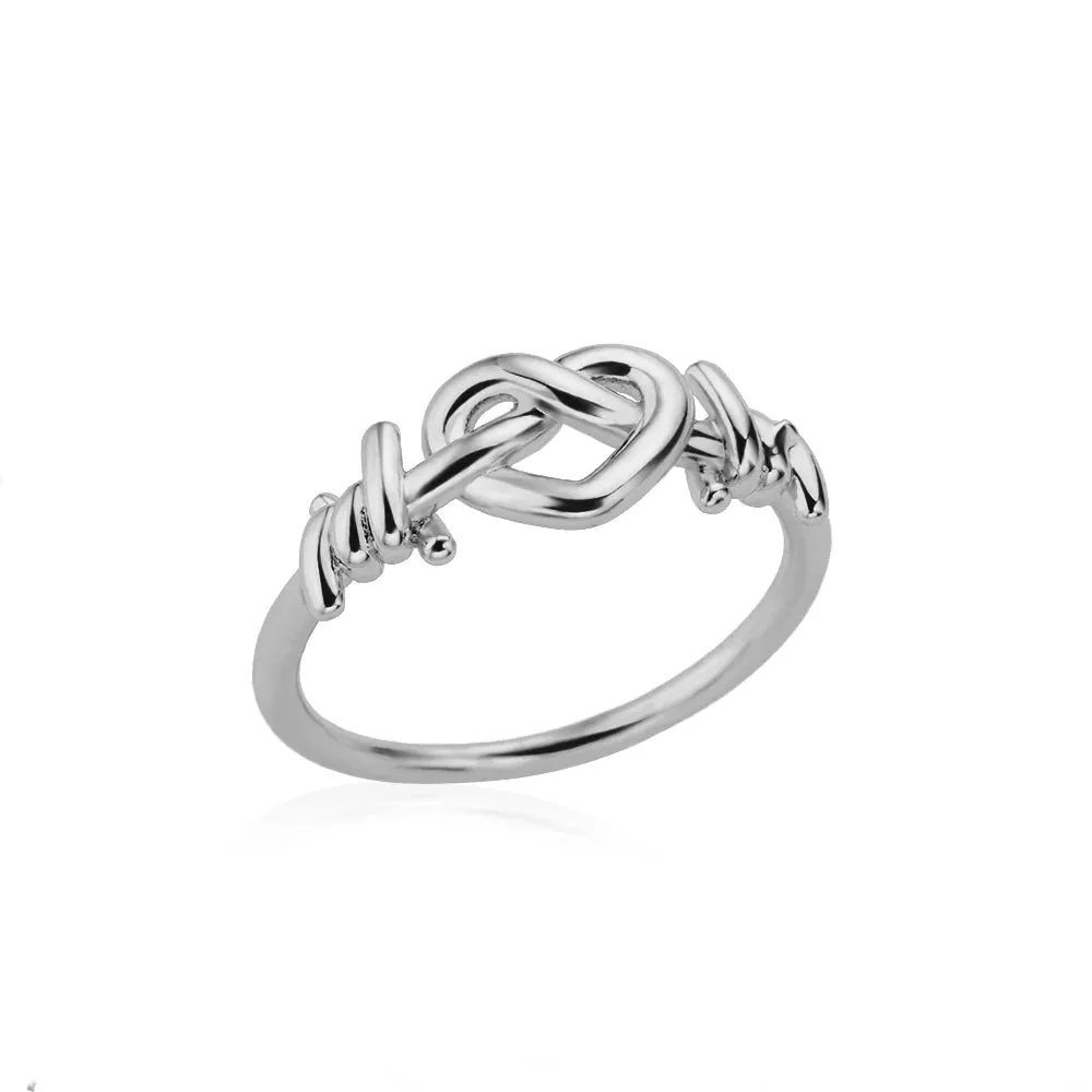 Stainless Steel Heart Rings for Women Vintage Gold Twist Barbed Wire Aesthetic Jewelry Gifts