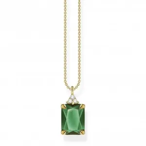 Sterling Silver Gold Plated Green Stone Necklace KE2089-971-6-L45V