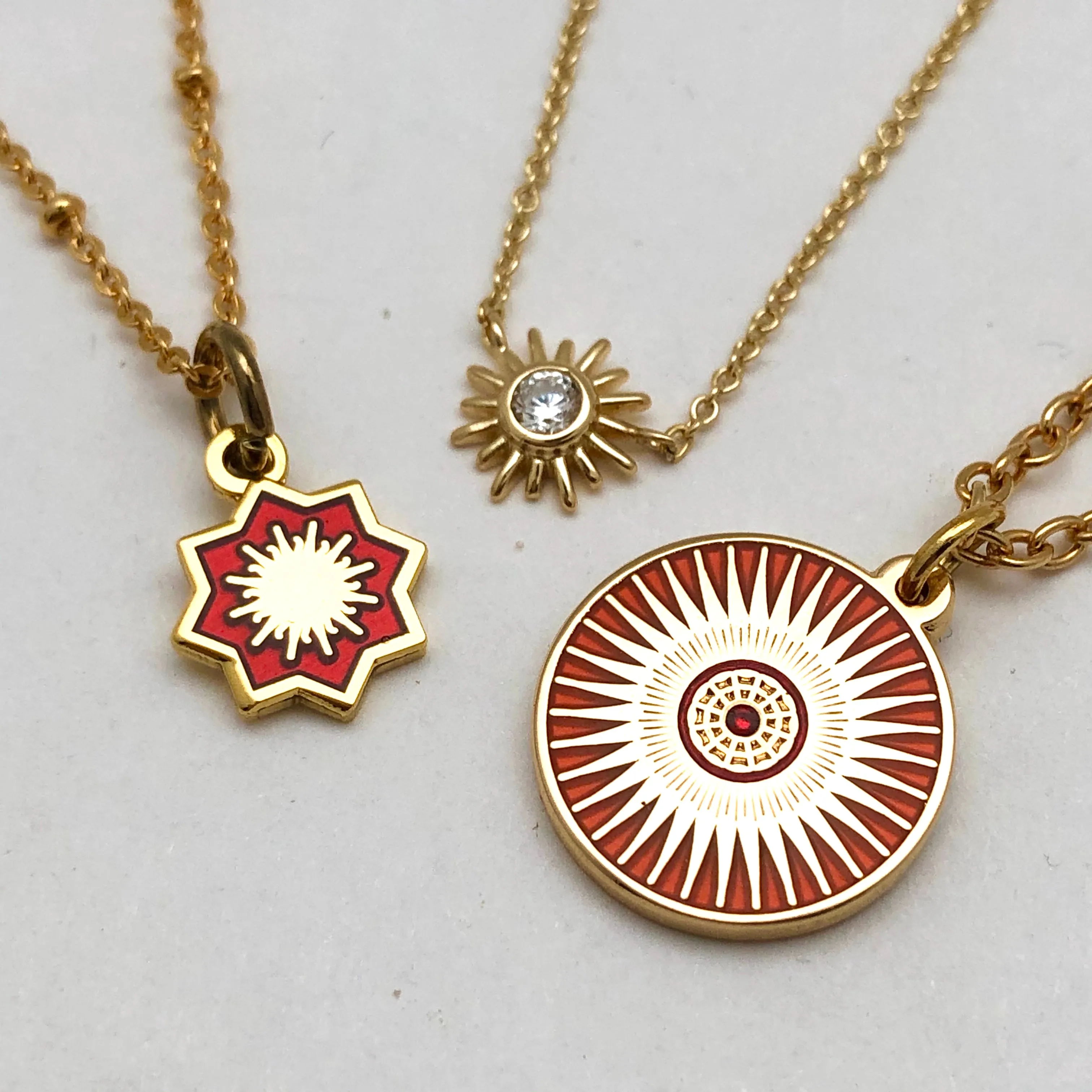 Sunburst White Zircon Pendant