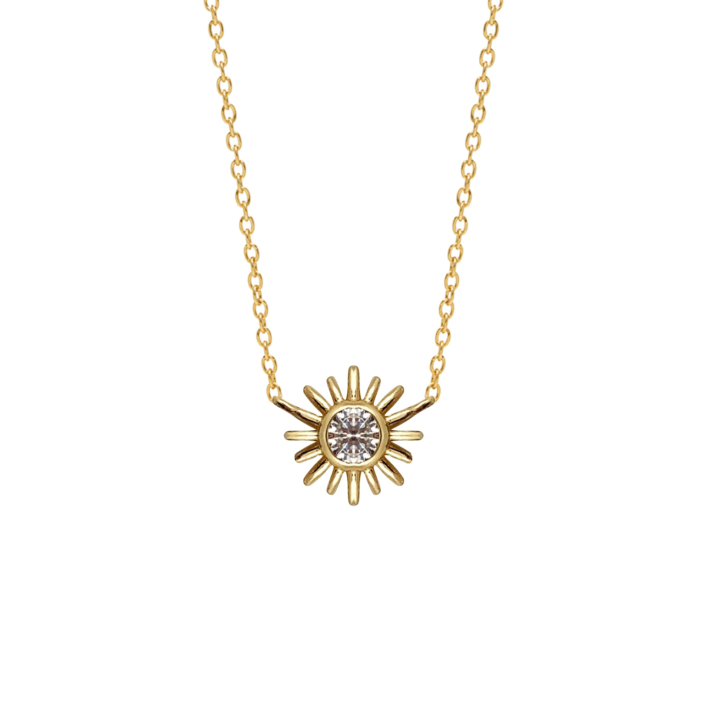 Sunburst White Zircon Pendant