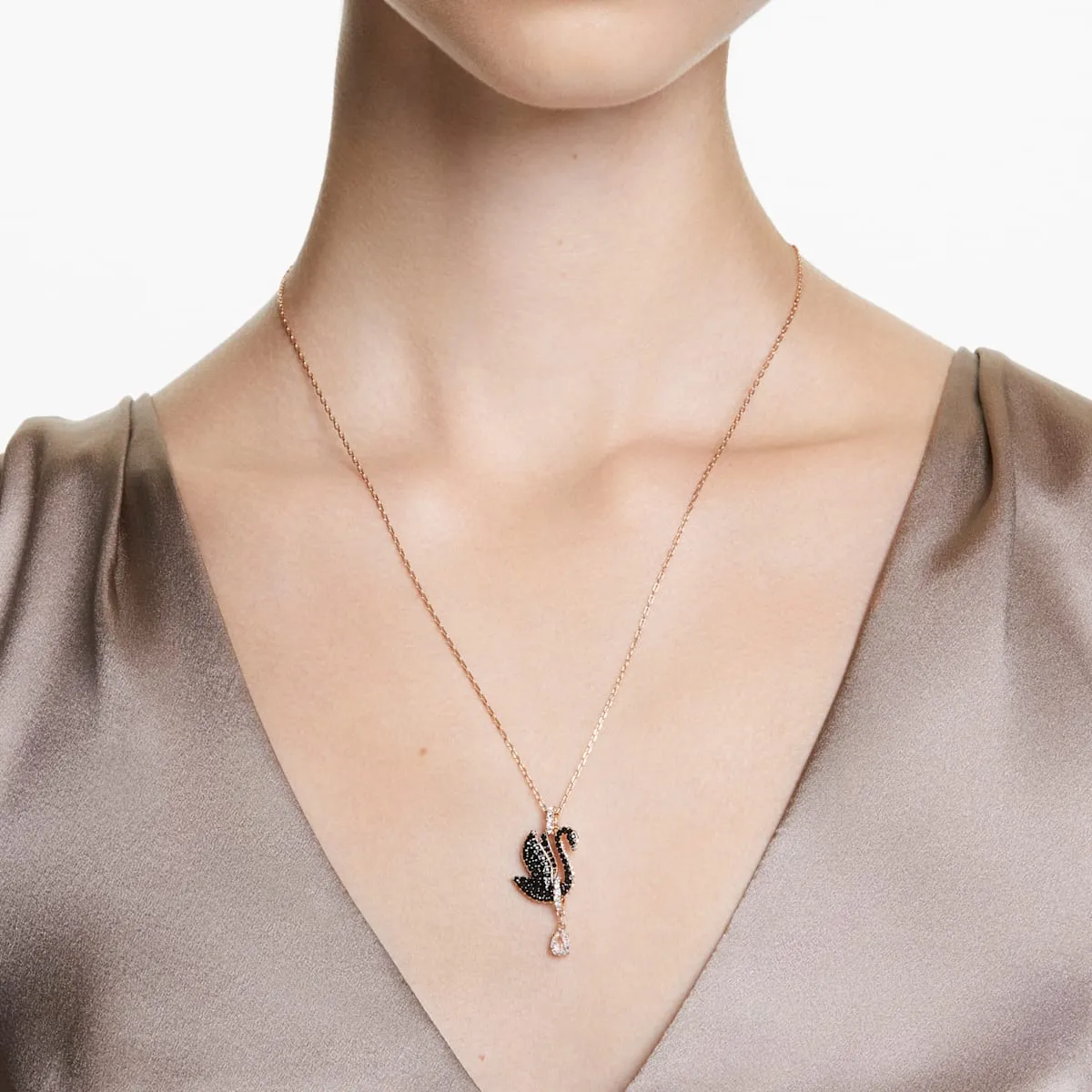 Swarovski Black Swan Drop Rosegold XS Pendant