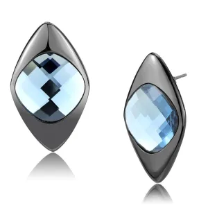 TK3494 - IP Light Black  (IP Gun) Stainless Steel Earrings with Synthetic Synthetic Glass in Light Sapphire
