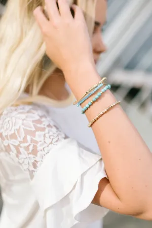 Turquoise   Brass Stacked Bracelet