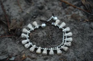 White Howlite Teardrop Double Strand Bracelet