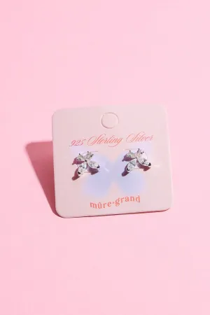White Sapphire Butterfly Sterling Silver Stud Earring