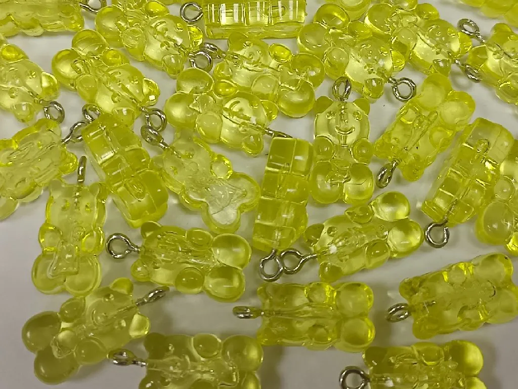 Yellow Teddy Bear Acrylic Beads- 16x10 mm