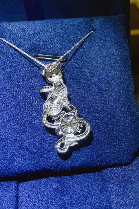 Zircon Accent Cat 2 Carat Moissanite Necklace