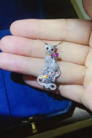 Zircon Accent Cat 2 Carat Moissanite Necklace
