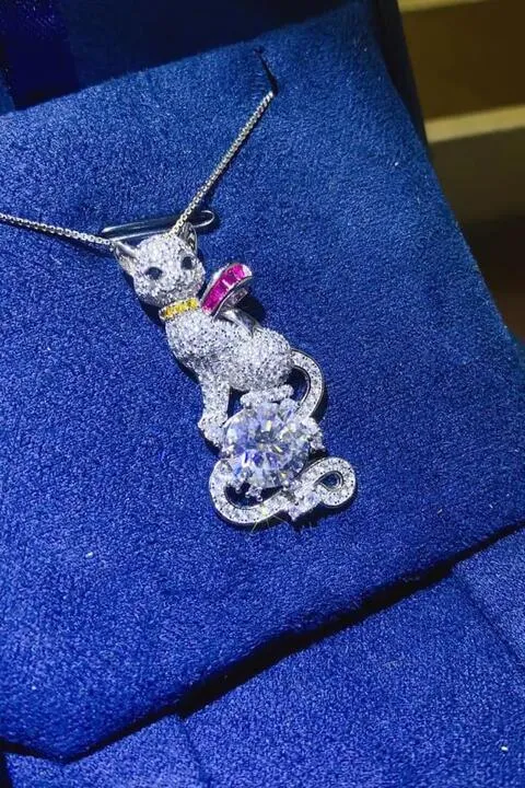 Zircon Accent Cat 2 Carat Moissanite Necklace